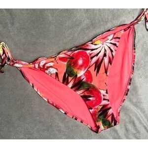 & Other Stories Tropical Fruit Orange Peach Side Tie Bikini Bottoms Size 12 Larg